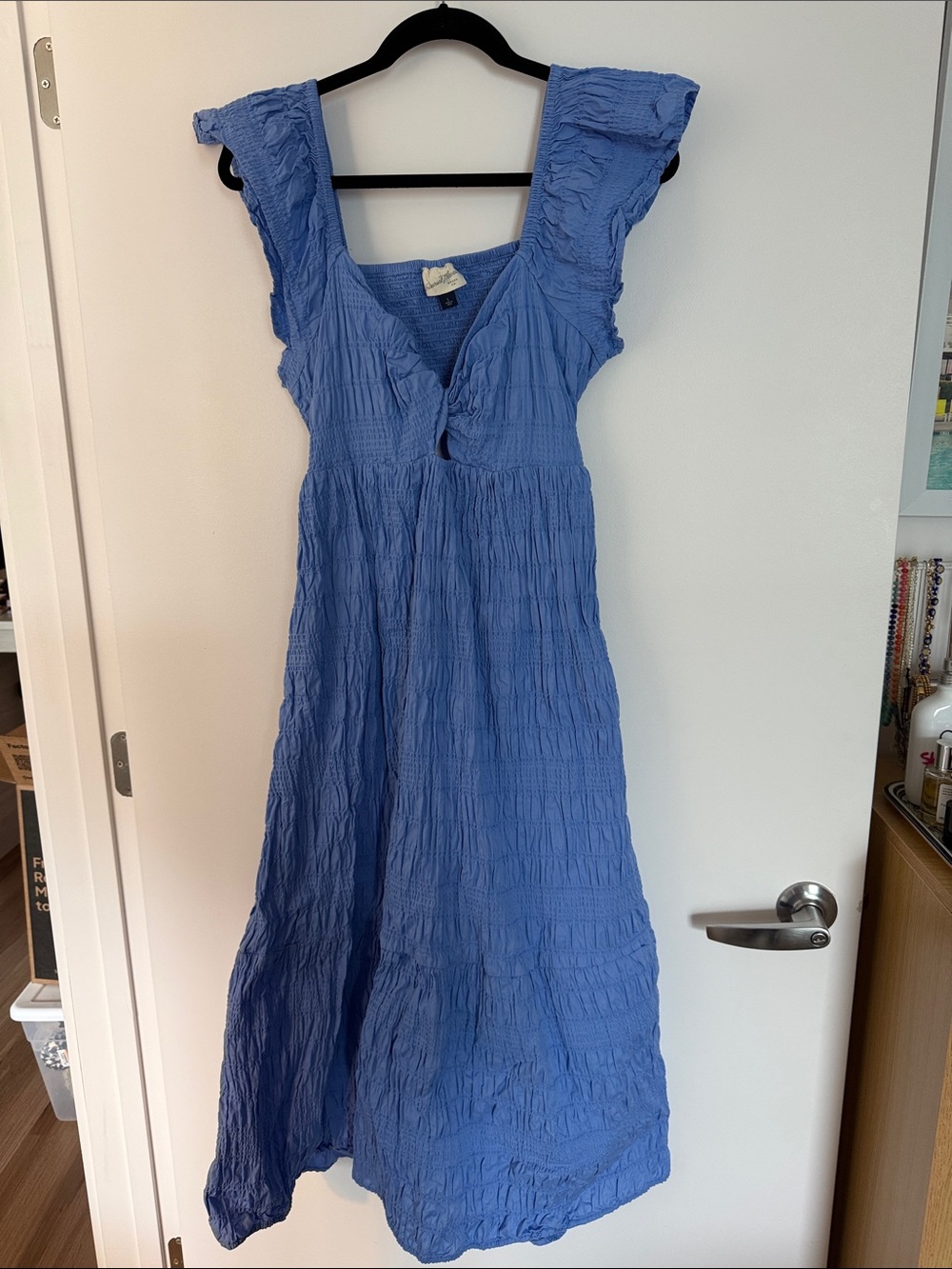 Universal Thread Light Blue Crinkle Maxi Dress with Flutter Straps